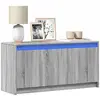 Image de Meuble Tv Avec Led Sonoma Gris 100x34x50 Cm Bois D'ingénierie Vidaxl