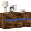 Image de Meuble Tv Avec Led Chêne Fumé 100x34x50 Cm Bois D'ingénierie Vidaxl
