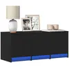 Image de Meuble Tv Avec Led Noir 97x34x40 Cm Bois D'ingénierie Vidaxl