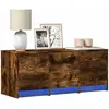 Image de Meuble Tv Avec Led Chêne Fumé 97x34x40 Cm Bois D'ingénierie Vidaxl