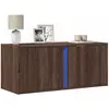 Image de Meuble Tv Mural Avec Lumières Led Chêne Marron 80x31x35 Cm Vidaxl