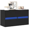 Image de vidaXL Meuble TV mural avec lumières LED noir 80x31x35 cm meuble TV suspendu au mur unité TV flottante support TV mural 852286