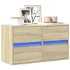 Image de vidaXL Meuble TV mural avec lumières LED chêne sonoma 80x31x35 cm meuble TV suspendu au mur unité TV flottante support TV 852287