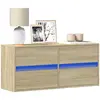 Image de Meuble Tv Mural Avec Lumières Led Chêne Sonoma 100x31x45 Cm Vidaxl