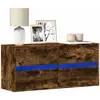 Image de Meuble Tv Mural Avec Lumières Led Chêne Fumé 100x31x45 Cm Vidaxl