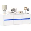 Image de vidaXL Meuble TV mural avec lumières LED blanc 130x31x35 cm meuble TV suspendu au mur unité TV flottante support TV 852299