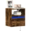 Image de Meuble Tv Mural Avec Lumières Led Chêne Fumé 41x31x45 Cm Vidaxl