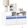 Image de Meuble Tv Mural Avec Lumières Led Blanc 80x31x45 Cm Vidaxl
