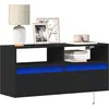 Image de Meuble Tv Mural Avec Lumières Led Noir 100x31x45 Cm Vidaxl