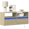 Image de Meuble Tv Mural Avec Lumières Led Chêne Sonoma 100x31x45 Cm Vidaxl