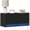 Image de Meuble Tv Mural Avec Lumières Led Noir 80x31x35 Cm Vidaxl