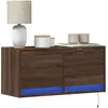 Image de Meuble Tv Mural Avec Lumières Led Chêne Marron 80x31x35 Cm Vidaxl