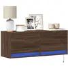 Image de Meuble Tv Mural Avec Lumières Led Chêne Marron 100x31x35 Cm Vidaxl