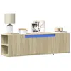 Image de Meuble Tv Mural Avec Lumières Led Chêne Sonoma 135x31x39,5 Cm Vidaxl