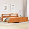 Image de vidaXL Cadre de lit et tête de lit cire marron 200x200 cm bois de pin meuble de chambre à coucher sommier lit en bois 3306449