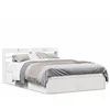 Image de vidaXL Cadre de lit avec tête de lit blanc 135x190 cm bois pin massif meuble de chambre à coucher sommier lit en bois 3307099