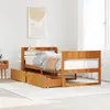 Image de Cadre De Lit Sans Matelas Cire Marron 100x200cm Bois Pin Massif Vidaxl