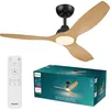 Image de Ventilateur de plafond - Philips - Olas - Pales fixes - Diamètre 132 cm - Noir/Bois - LED intégrée + télécommande