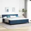 Image de Lit À Ressorts Avec Tête De Lit Bleu 200 X 200 Cm Tissu Vidaxl