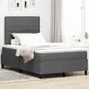 Image de Lit À Ressorts Avec Matelas Gris Foncé 120 X 190 Cm Tissu Vidaxl
