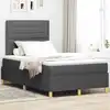 Image de Lit À Ressorts Avec Tête De Lit Gris Foncé 120 X 190 Cm Tissu Vidaxl