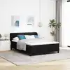 Image de Lit À Ressorts Avec Matelas Noir 160 X 200 Cm Tissu Vidaxl