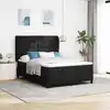 Image de Lit À Ressorts Avec Matelas Noir 160 X 200 Cm Tissu Vidaxl