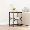 Image de Table dappoint industrielle en bois massif récupéré et acier 41 x 40 x 60 cm   étagère style loft