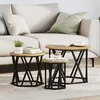 Image de Tables d appoint empilables 3 pcs en bois d ingénierie chêne artisan