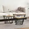 Image de Table Basse 3 Pcs Chêne Artisanal Bois D'ingénierie Et Acier Vidaxl