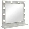Image de Miroir de coiffeuse éclairé - vidaXL - Gris béton - 60x55x18 cm - Bandes LED - Blanc chaud - Verre clair