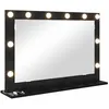 Image de Miroir de maquillage avec LED - vidaXL - 80x55x18 cm - Chêne noir - Bandes LED - Blanc chaud - Verre clair