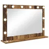 Image de Miroir de coiffeuse en bois ancien - vidaXL - 80x55x18 cm - Bois récupéré - Verre clair - Éclairage LED blanc chaud