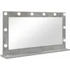 Image de Miroir de coiffeuse éclairé - vidaXL - 100x55x18 cm - Gris béton - Bandes LED - Blanc chaud - Verre clair