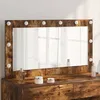 Image de Miroir de coiffeuse vidaXL 100x55x18 cm Chêne fumé avec LED blanc chaud