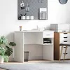 Image de vidaXL Bureau droit blanc 90 x 495 x 75 cm   1 tiroir et 1 étagère bois dingénierie