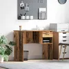 Image de vidaXL Bureau droit Bois ancien 90 x 495 x 75 cm en bois dingénierie Marron mat 1 tiroir