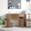 Image de Bureau droit vidaXL chêne artisanal 90 x 49 5 x 75 cm   Bois dingénierie 1 tiroir & 1 étagère