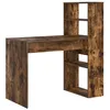 Image de Bureau moderne en bois dingénierie - vidaXL - Chêne fumé - 113x54x120 cm - Finition mate - 4 étagères