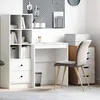 Image de Bureau blanc contemporain Vidaxl 70 x 40 x 76 cm en bois dingénierie avec rangement