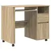 Image de Vidaxl bureau avec roues avec tiroir chêne sonoma 91 x 50 x 77 cm