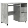 Image de Vidaxl bureau avec roues gris béton 91 x 50 x 77 cm bois d'ingénierie