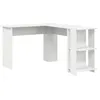 Image de Bureau dangle avec rangement - vidaXL - Blanc - 140x113.5x75 cm - Bois dingénierie - Forme L - Étagères intégrées