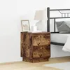 Image de Table de chevet chêne fumé avec LED 39 x 345 x 50 cm   2 tiroirs à fermeture douce