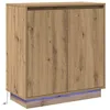 Image de Table de chevet moderne - vidaXL - Chêne artisanal - Lumière LED intégrée - 29x66x75 cm - Bois composite - Finition mate
