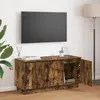 Image de Meuble TV chêne fumé 100 x 38 x 49 cm   bois dingénierie éclairage intégré 3 portes
