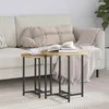 Image de Table dappoint ronde VidaXL chêne artisanal 50x50x50 cm - pieds métal