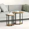 Image de Ensemble De Tables D'appoint Avec Étagère 2 Pcs Marron Vidaxl