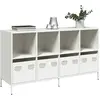 Image de Buffet Blanc 135x39x73,5 Cm Acier Laminé À Froid Vidaxl