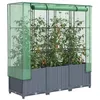 Image de vidaXL Jardinière surélevée avec housse aspect rotin 120x40x138 cm jardinière surélevée de jardin bac à fleurs surélevé 4015829